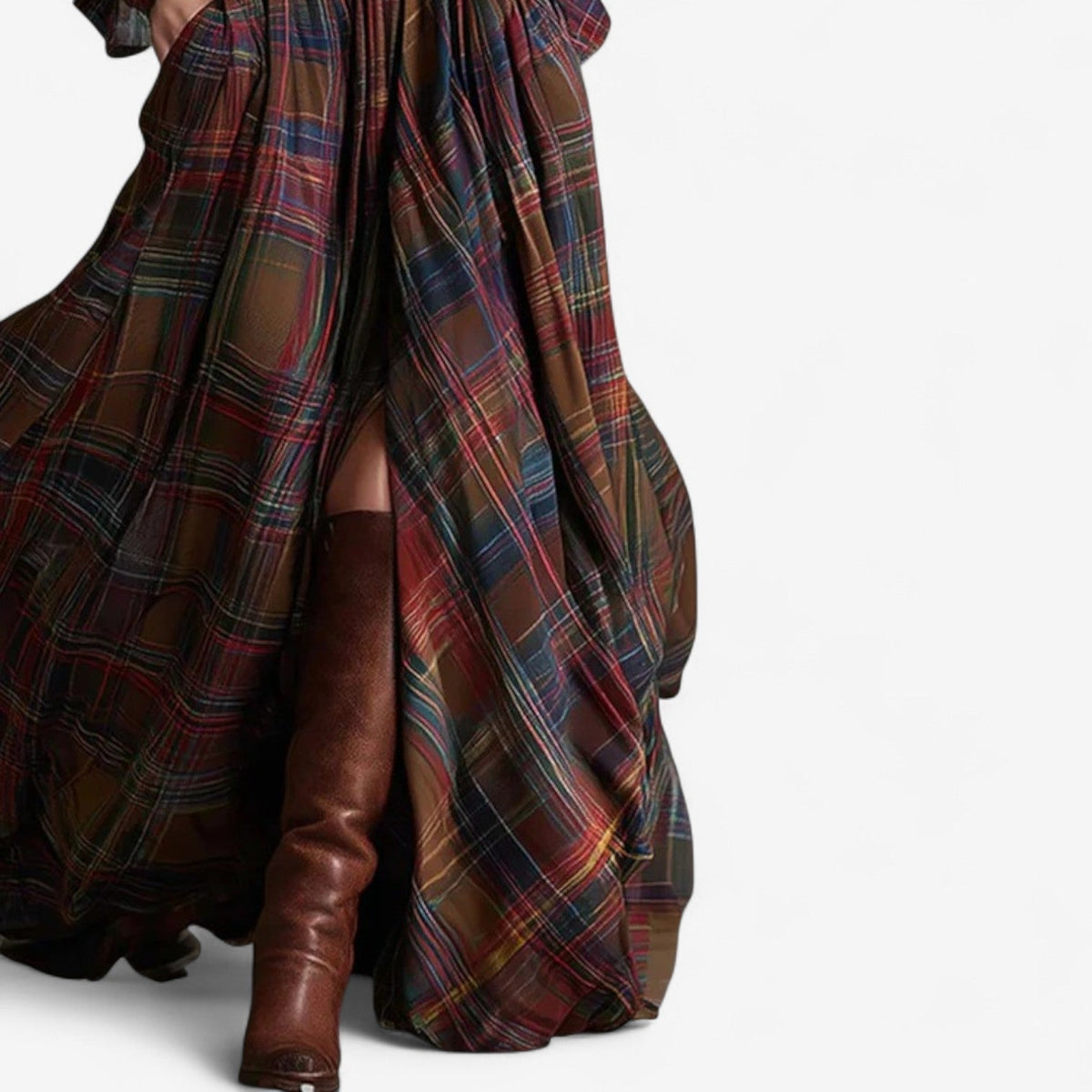 Vestido de cuadros con cinturón