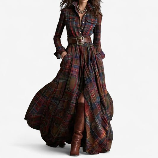 Vestido de cuadros con cinturón